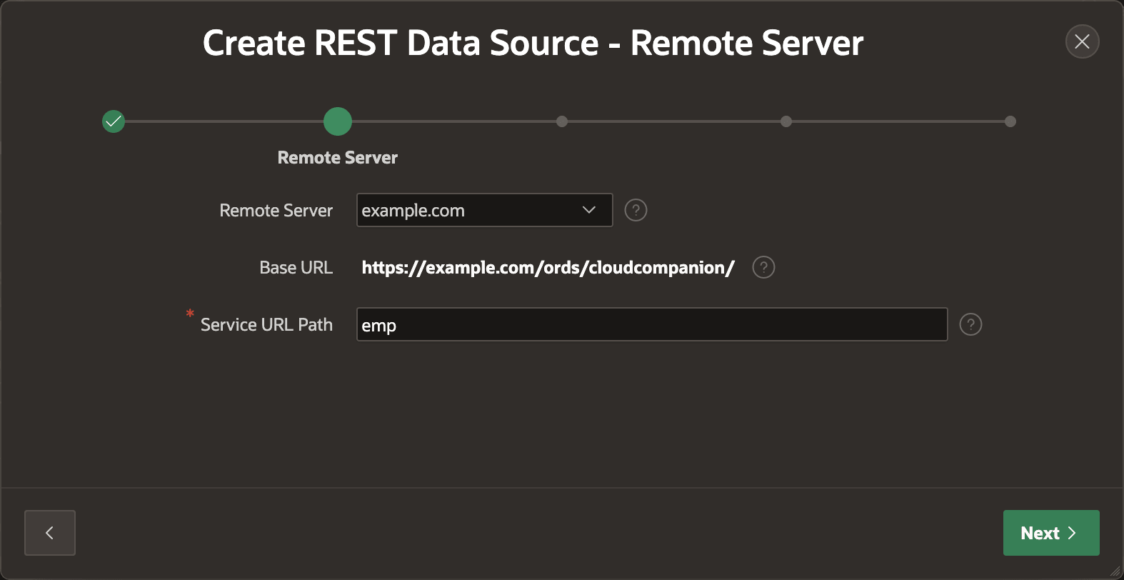Service Endpoint URL Base URL Comes from Remote Server Definition