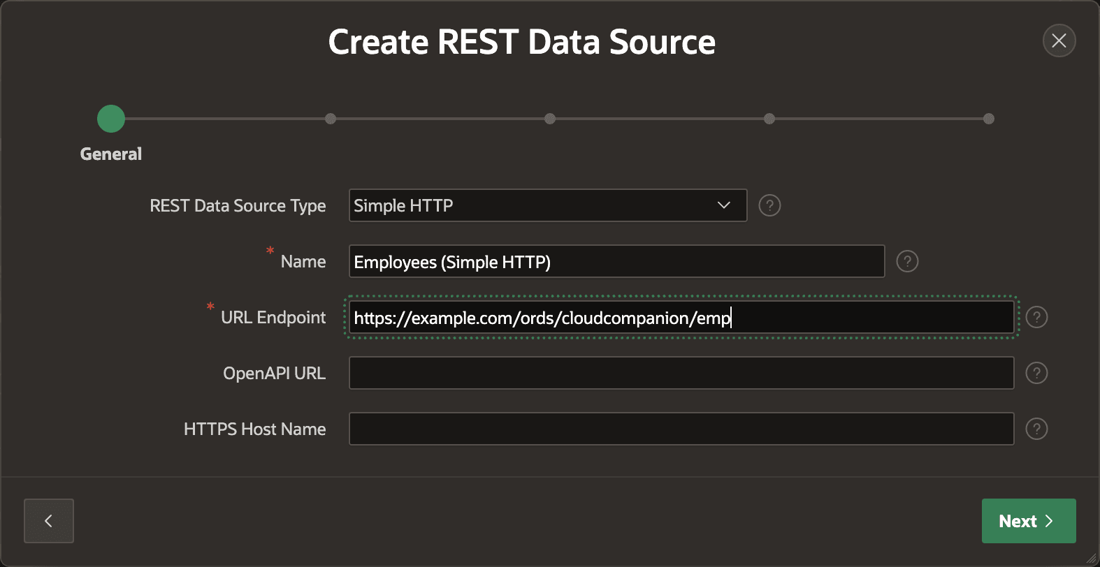 Defining a New REST Data Source Using Its Endpoint URL