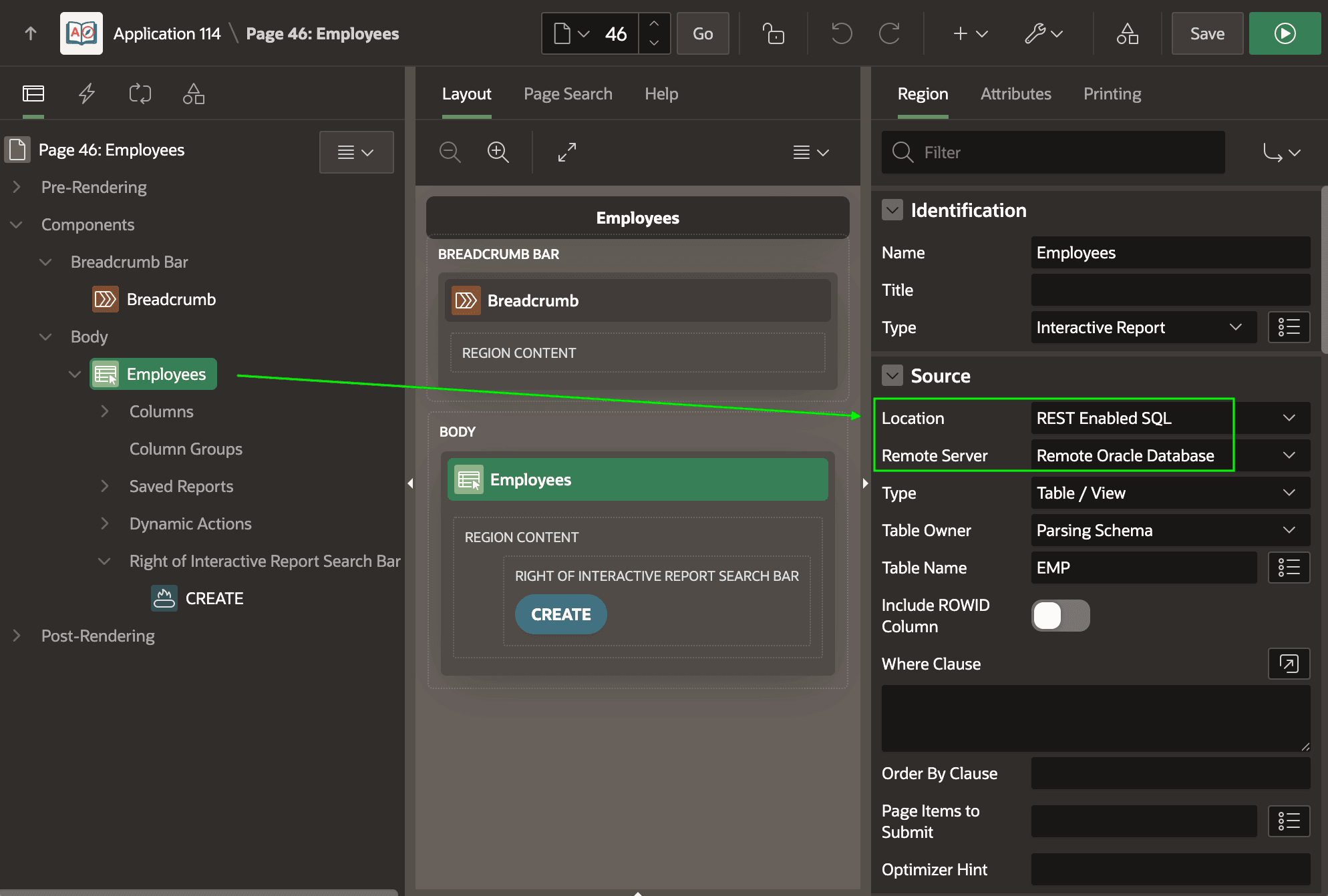 Using a Table in a Remote Database with REST-Enabled SQL