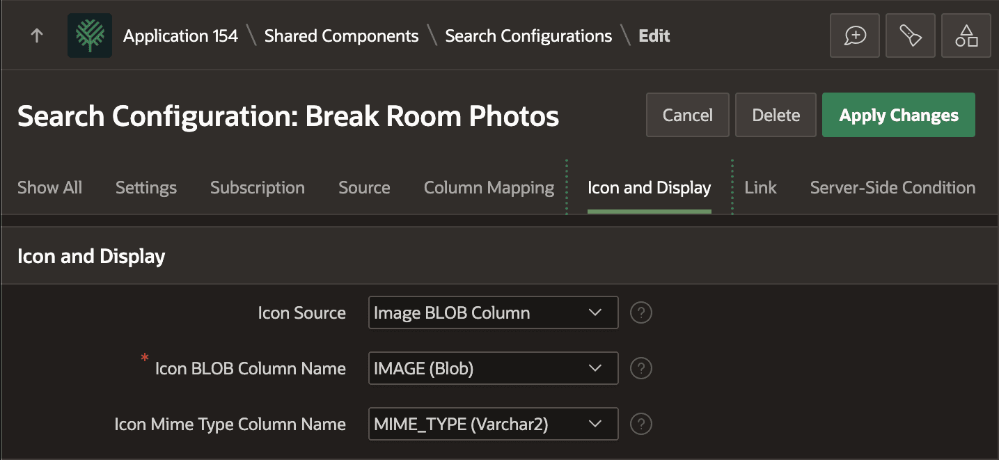 Setting Up Search Configuration to Use a BLOB Image Column Setting Up Search Configuration to Use a BLOB Image Column
