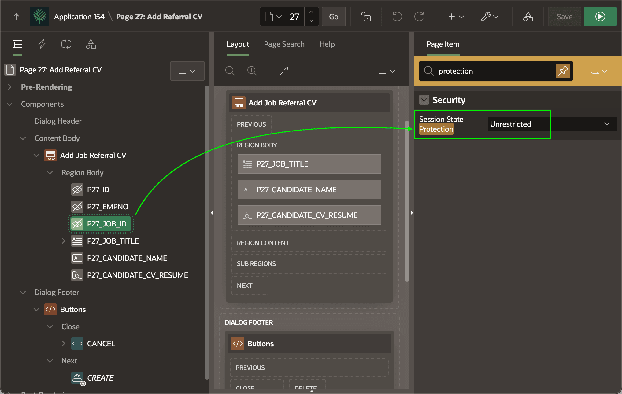 Adjusting Session State Protection to Unrestricted to Accept Dynamic Parameters Adjusting Session State Protection to Unrestricted to Accept Dynamic Parameters