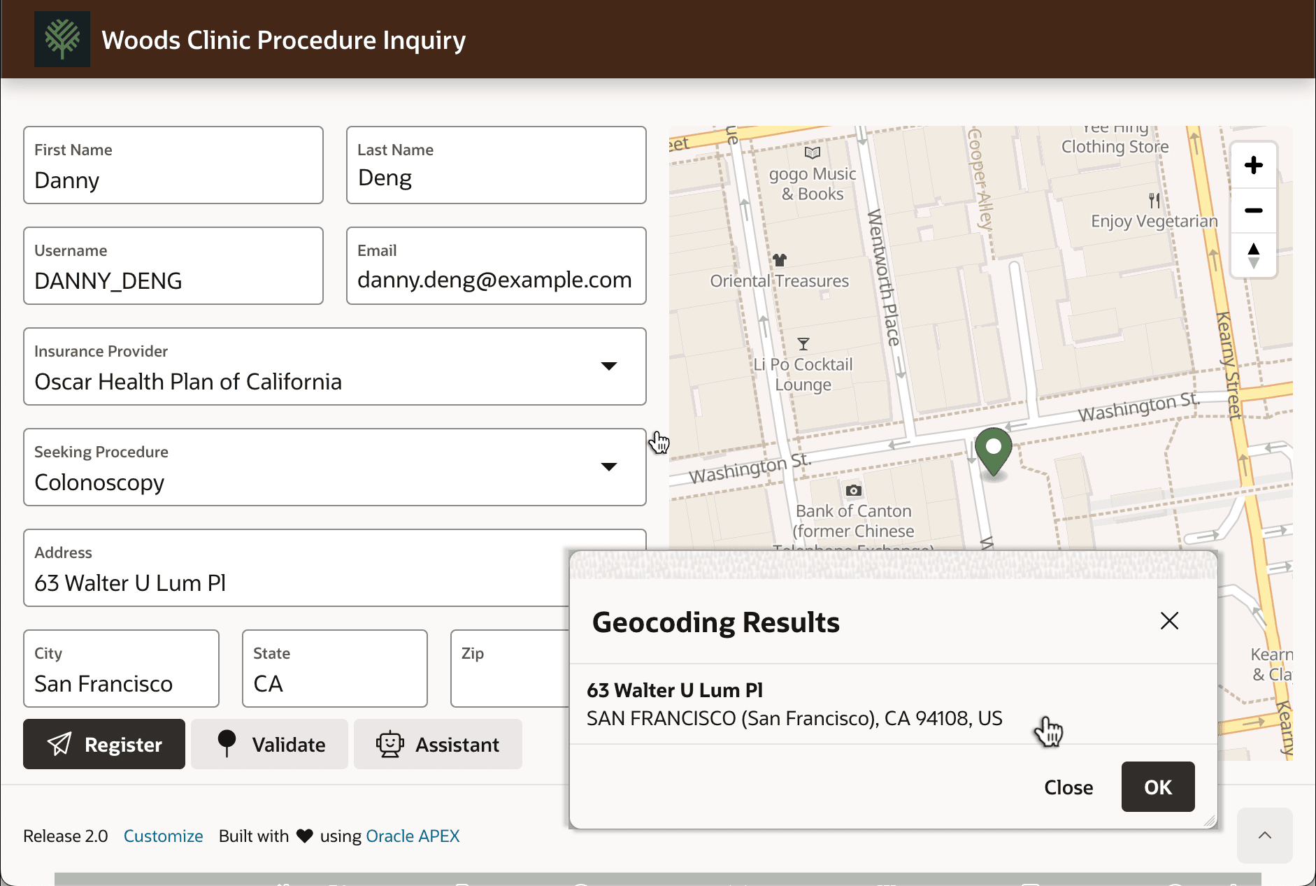 Geocoding New Patient Address in Registration Page