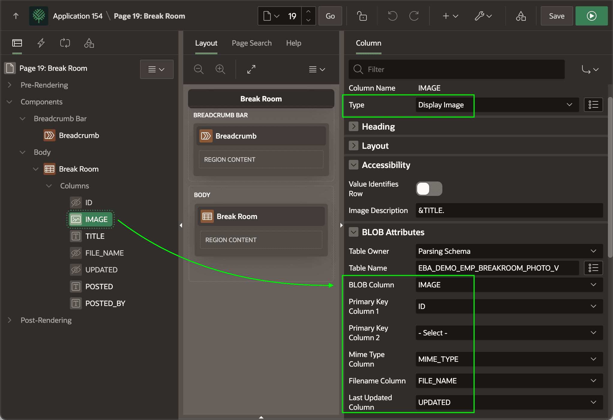 Configuring BLOB Image Column in an Interactive Report