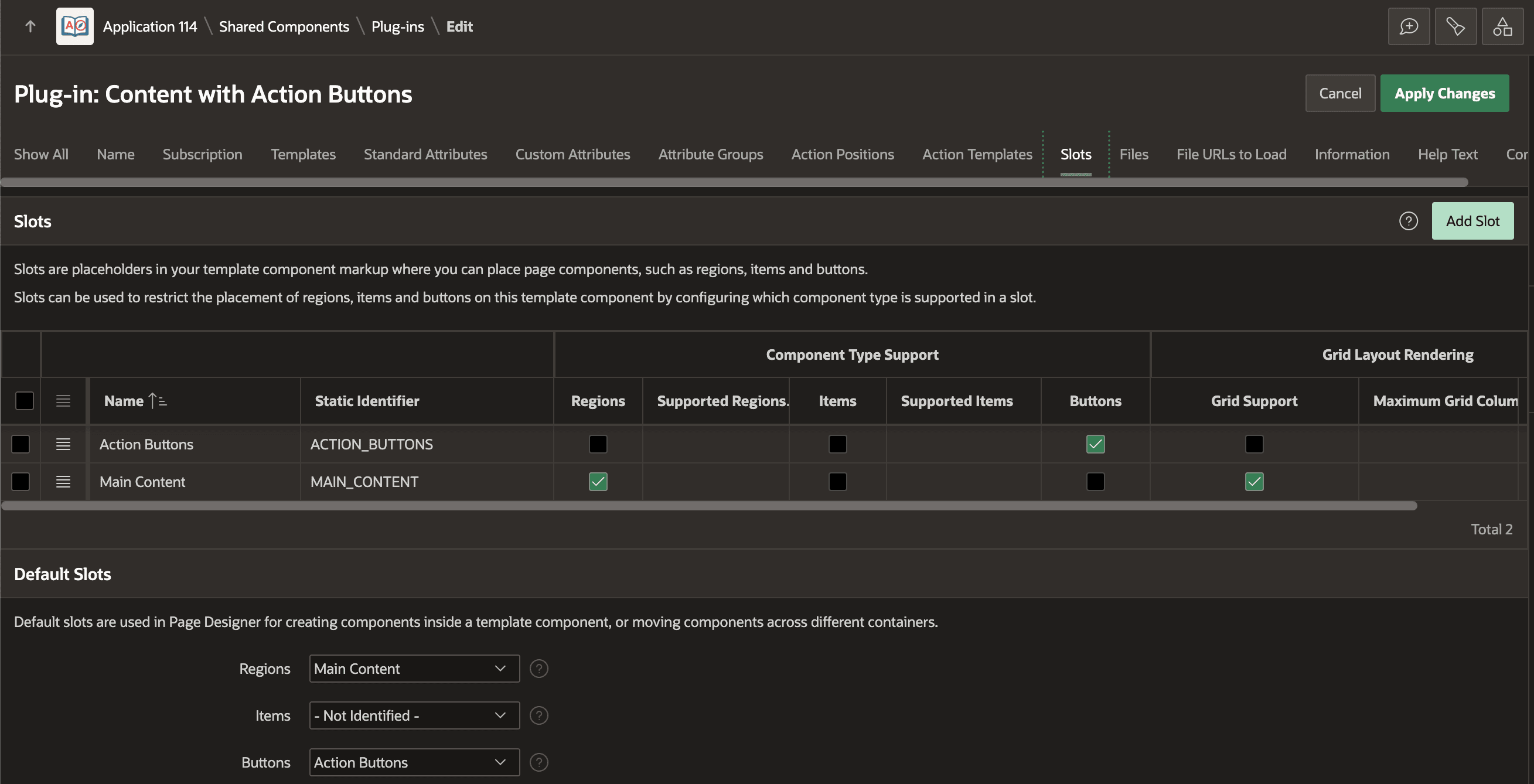 Configuring Slot Behavior in a Template Component