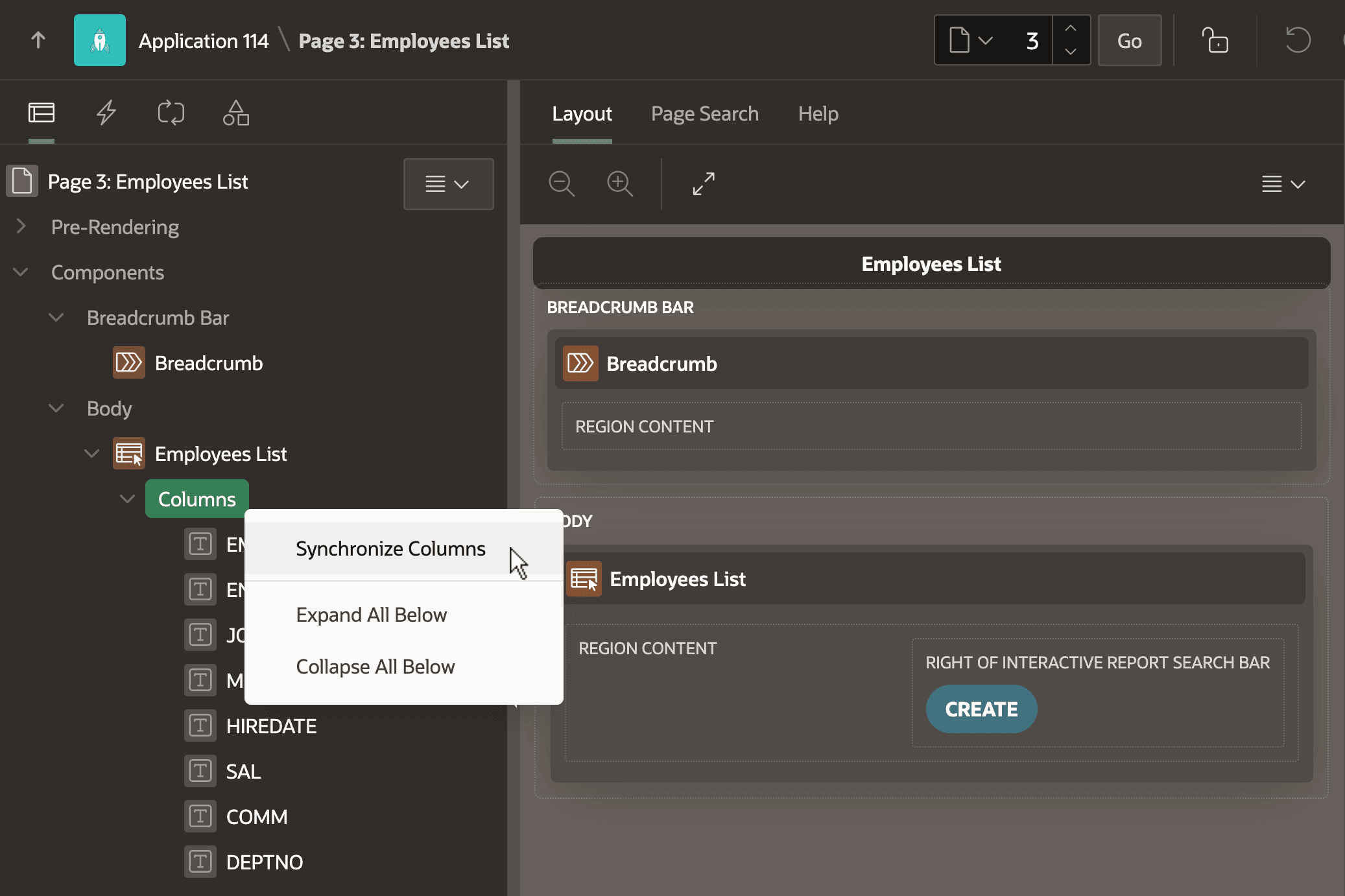 Synchronizing Columns After Altering a Region's Data Source