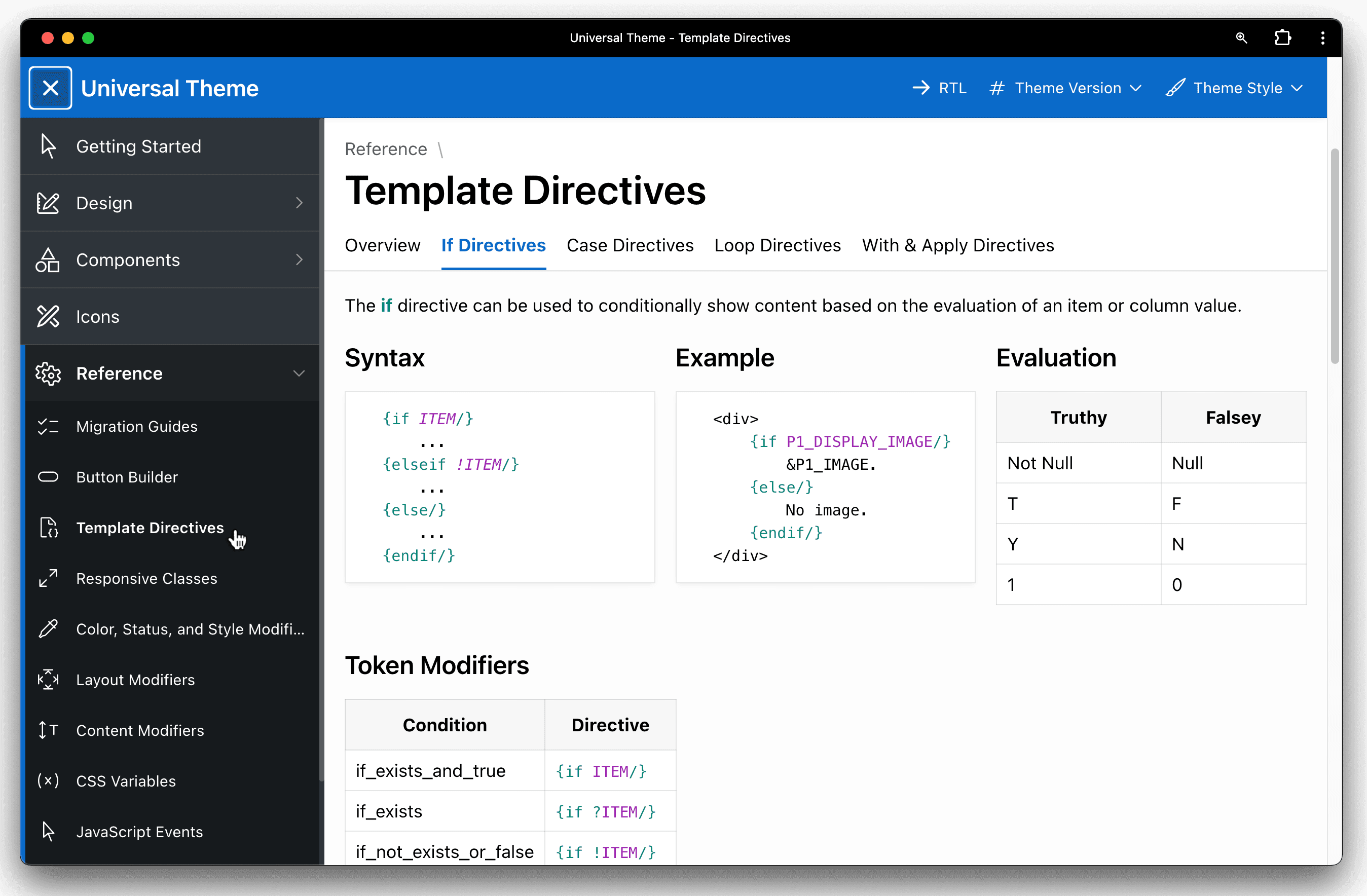 Template Directives in Universal Theme Reference App as PWA