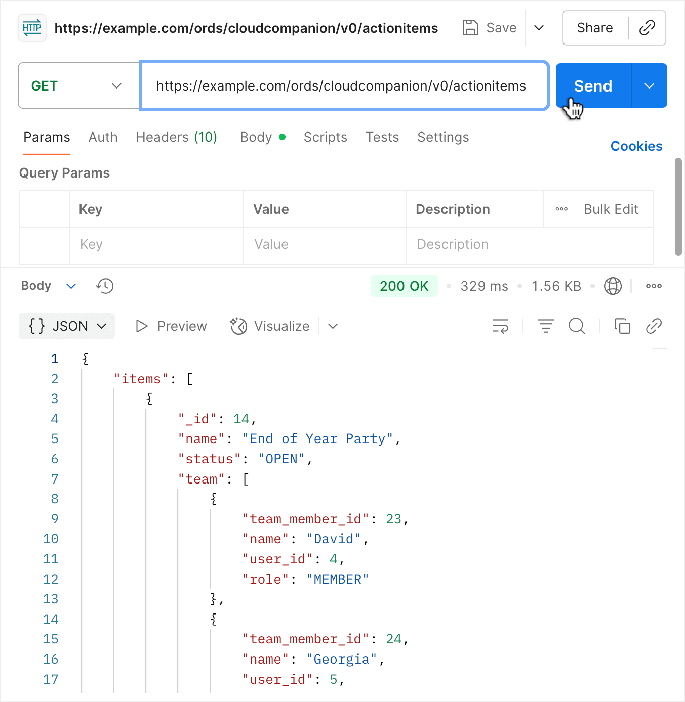 Using Postman to Access Your New Action Items REST API