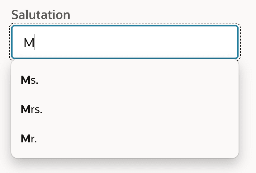 Text with Autocomplete Page Item