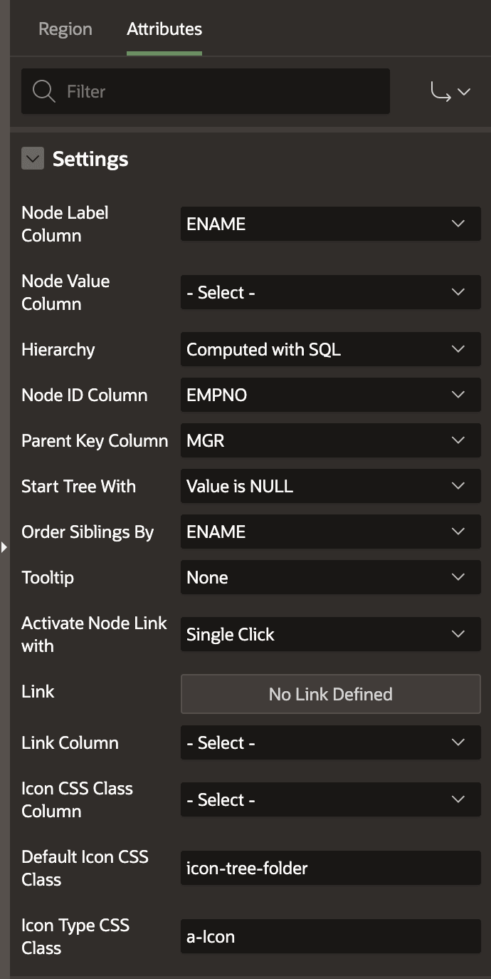 Minimal Settings for a Working Tree Region