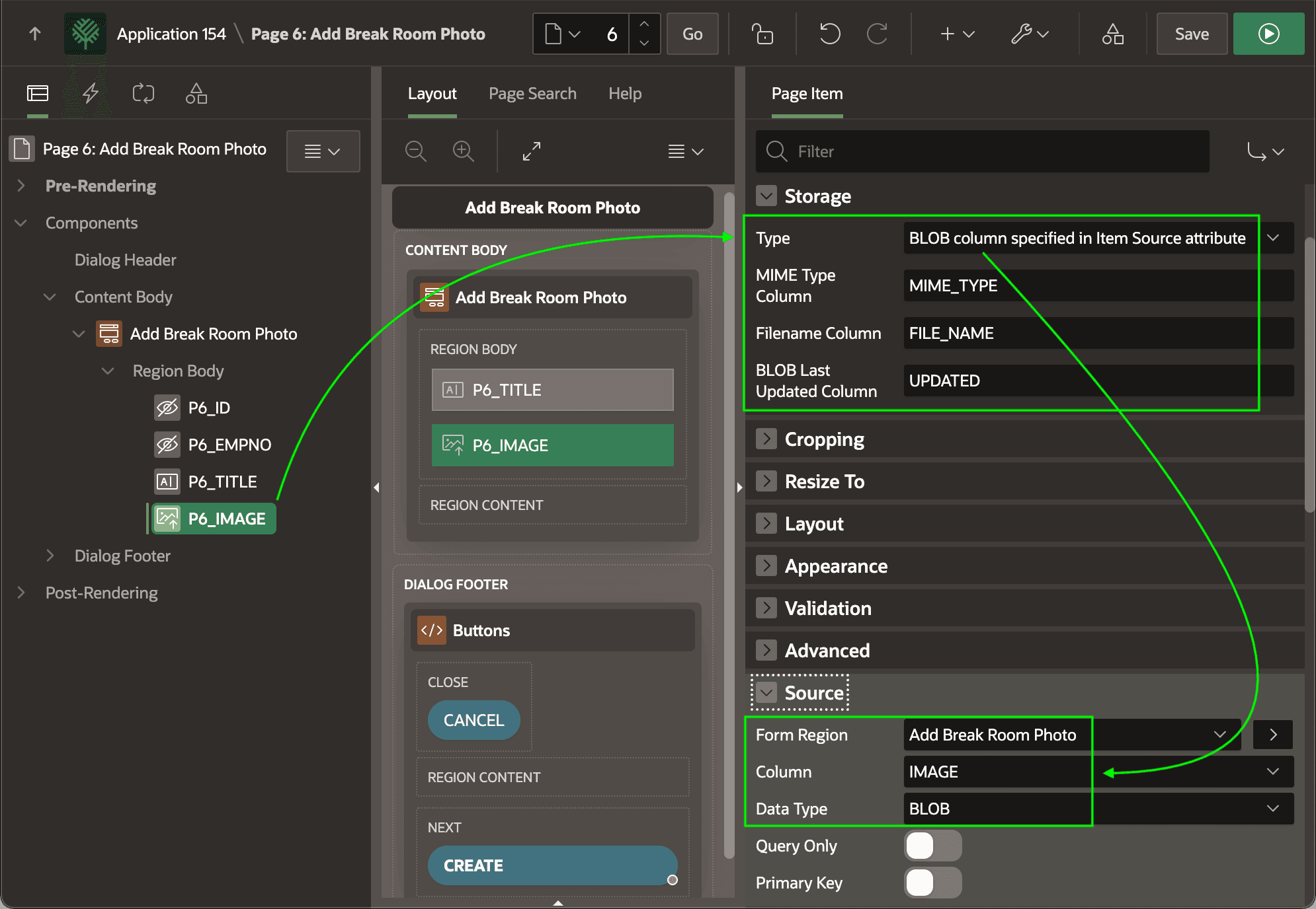 Configuring Source Properties for an Upload Image Item