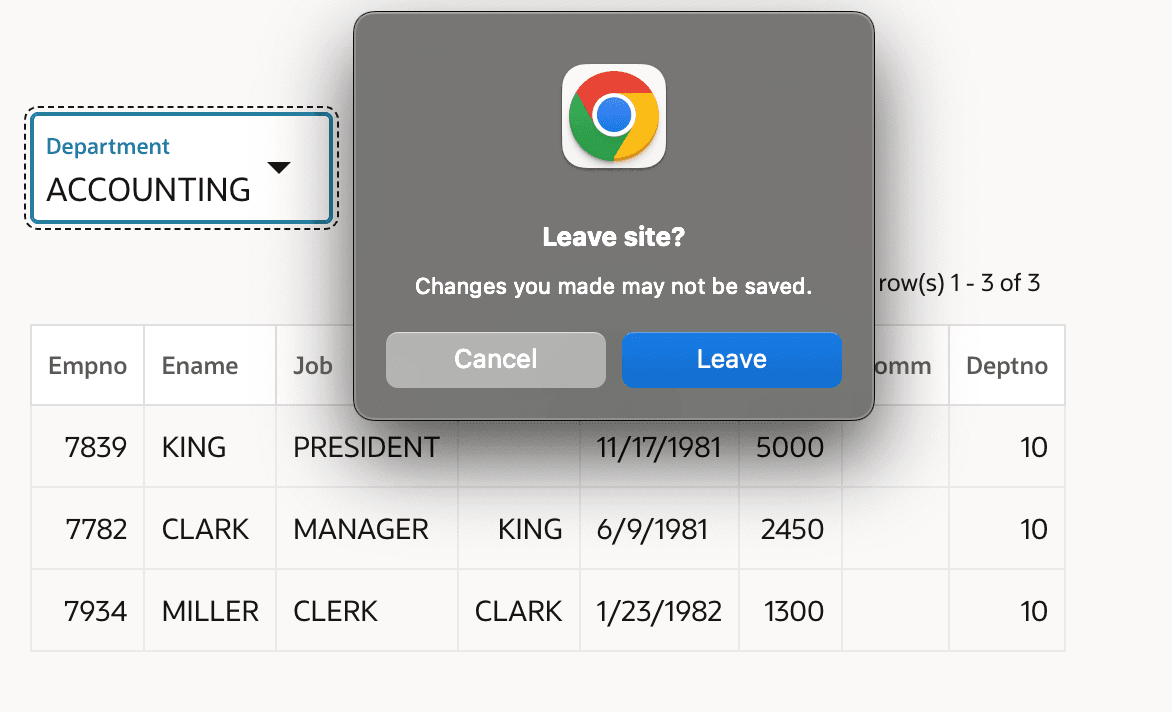 Warn on Unsaved Changes for Query by Example Confuses Users