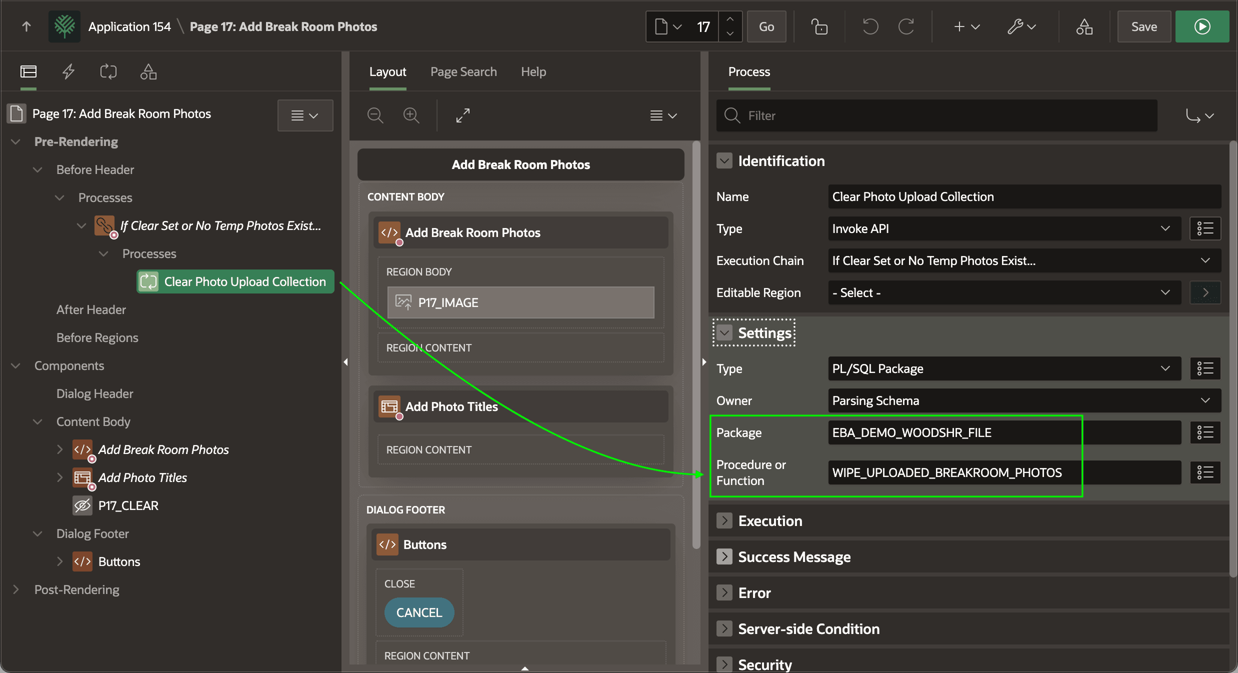 Invoke API Child Process Calls Procedure to Clear the Collection