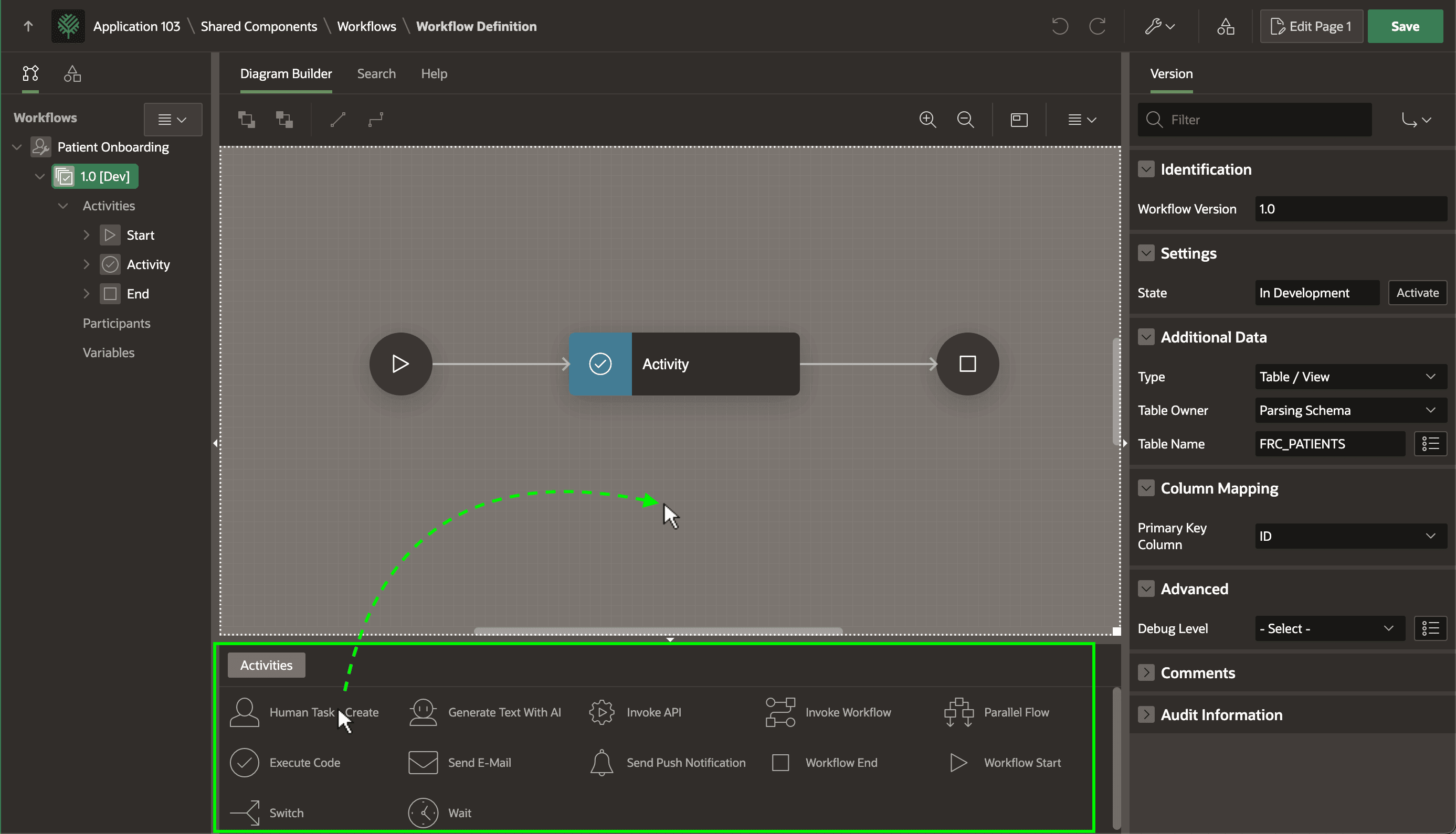 Activities Palette Shows Available Types You Can Drag onto Diagram Activities Palette Shows Available Types You Can Drag onto Diagram