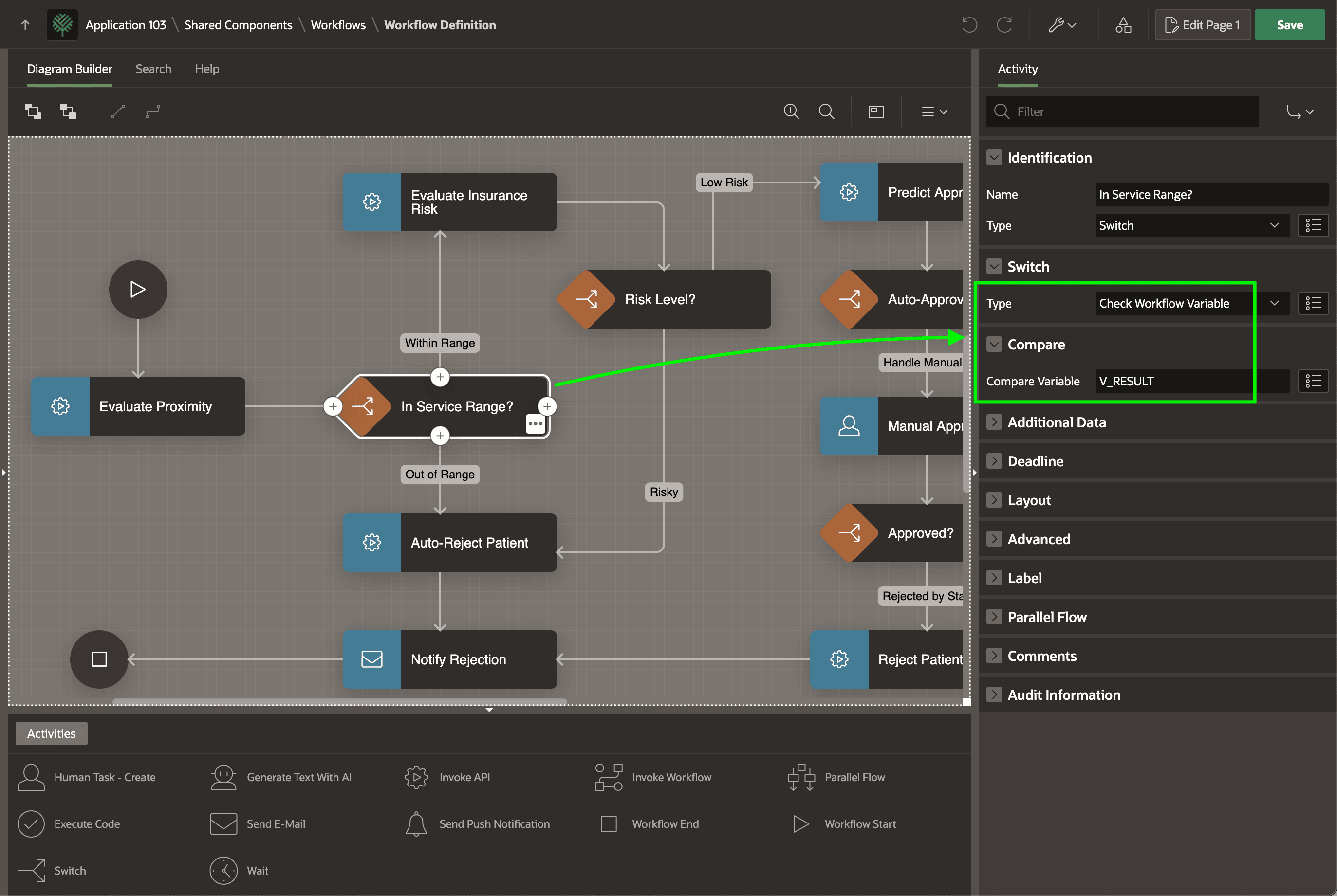 Configuring a Switch Activity to Decide Based on a Workflow Variable
