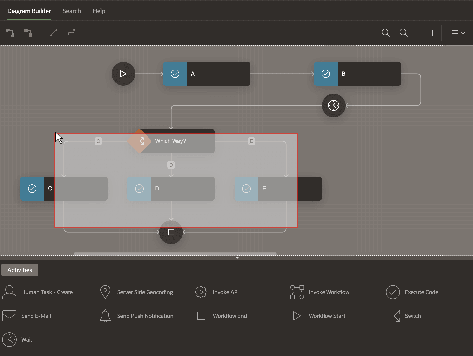 Selecting a Set of Activities with a Shift+Drag Rectangle Selecting a Set of Activities with a Shift+Drag Rectangle