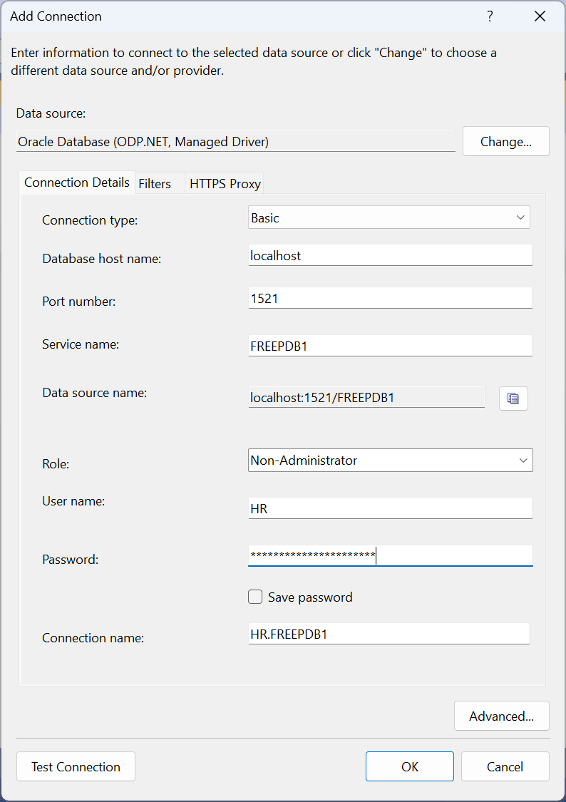 Screenshot of Add Connection Dialog