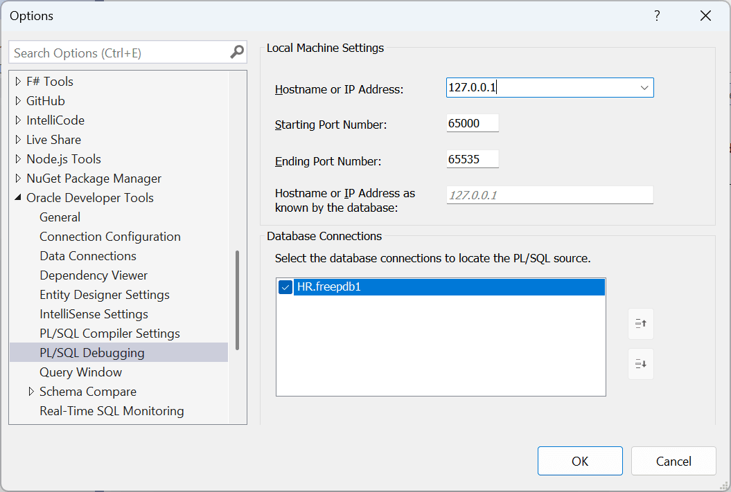 Screenshot of Accessing the PL/SQL Debugging Options Screenshot of Accessing the PL/SQL Debugging Options