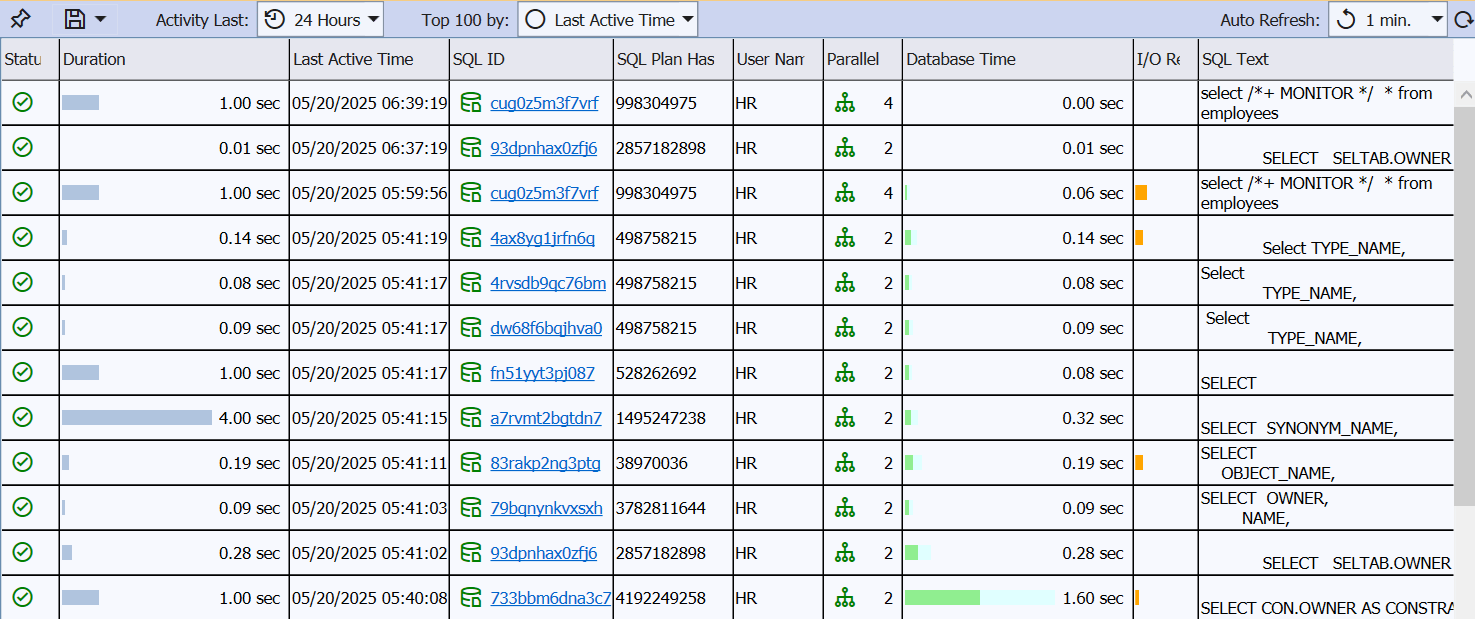 Screenshot of Real-Time SQL Monitor Window Screenshot of Real-Time SQL Monitor Window