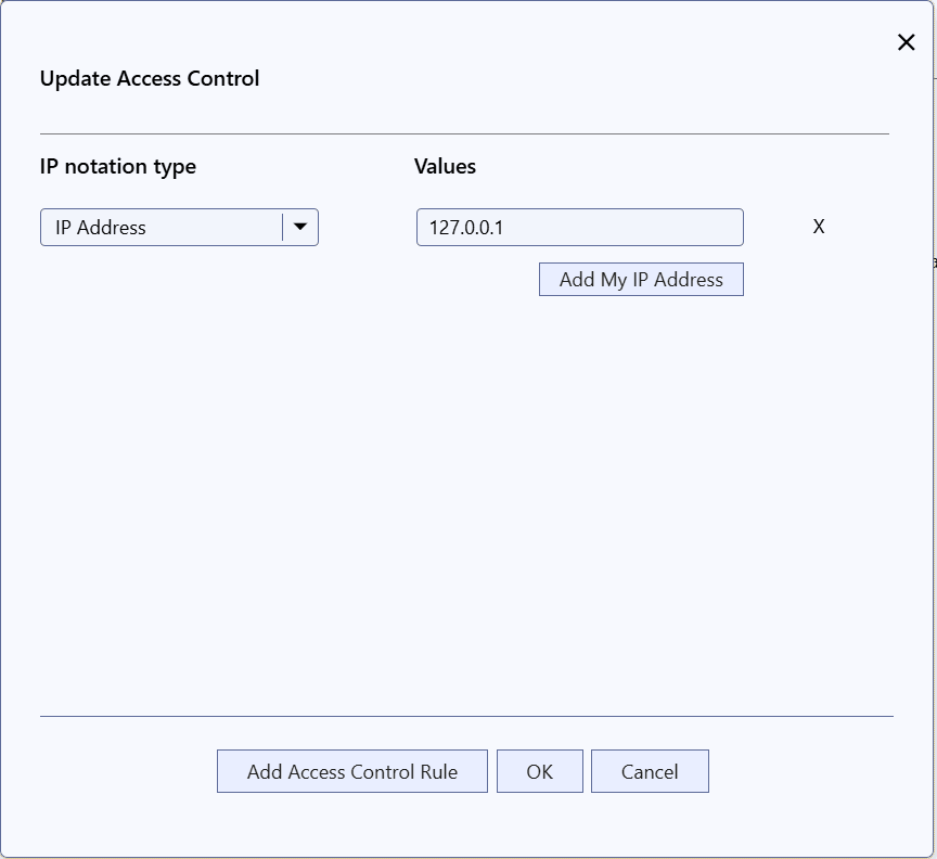 Screenshot of Update Access Control Dialog Screenshot of Update Access Control Dialog