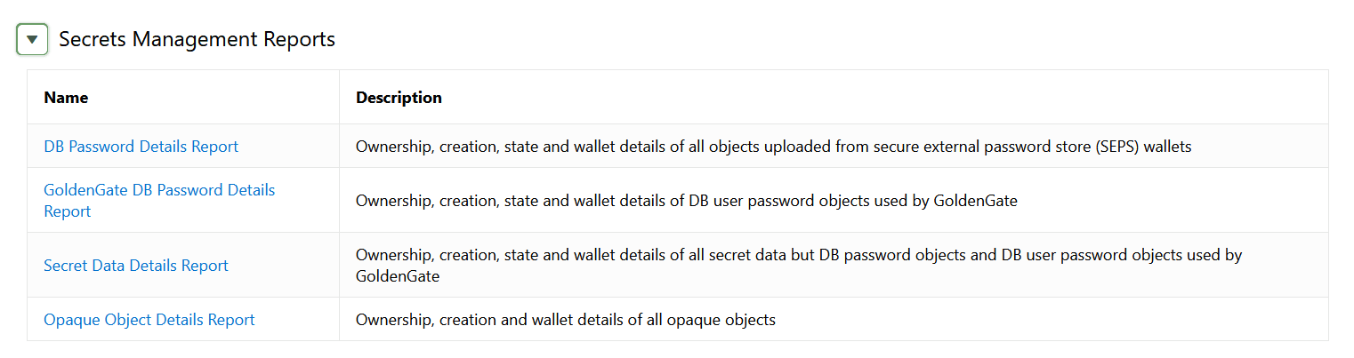 Description of 2111_secrets_management_reports.png follows Description of 2111_secrets_management_reports.png follows