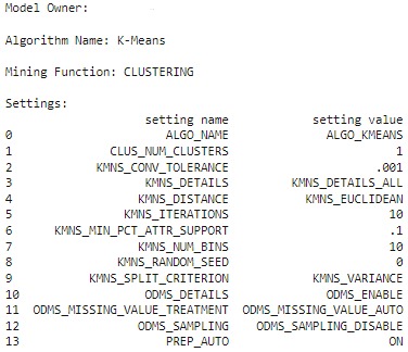 Shows the output for km_mod1 model.