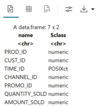 The image shows the data type of each column in the ESM_SALES dataset