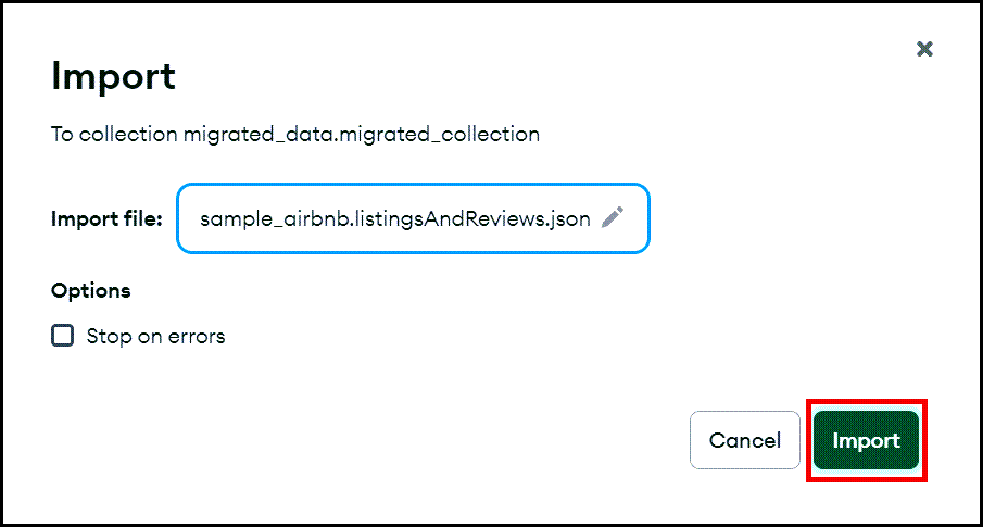 An example of importing your export .json file into a new collection using Mongo Compass.