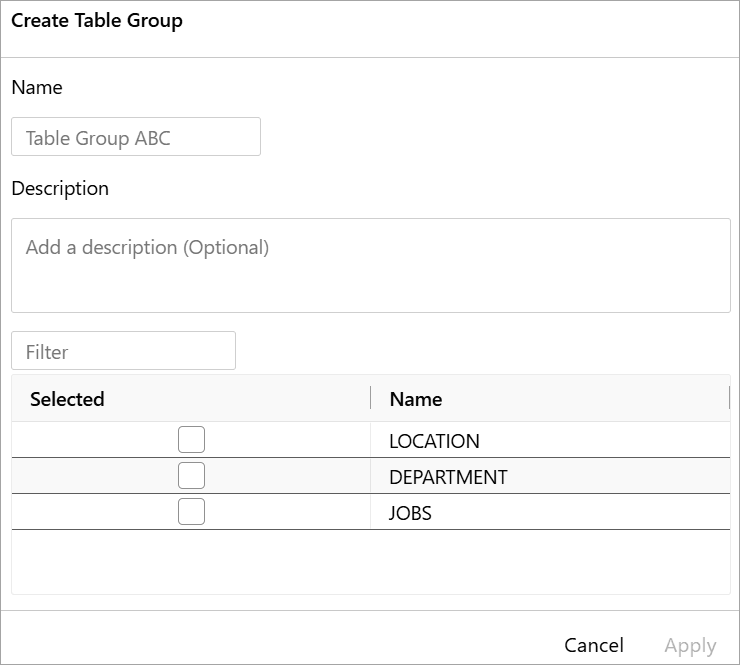 Create a table group