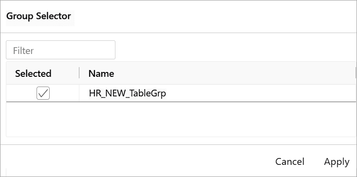 Group Selector panel