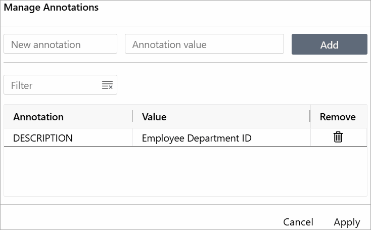 Manage column annotations