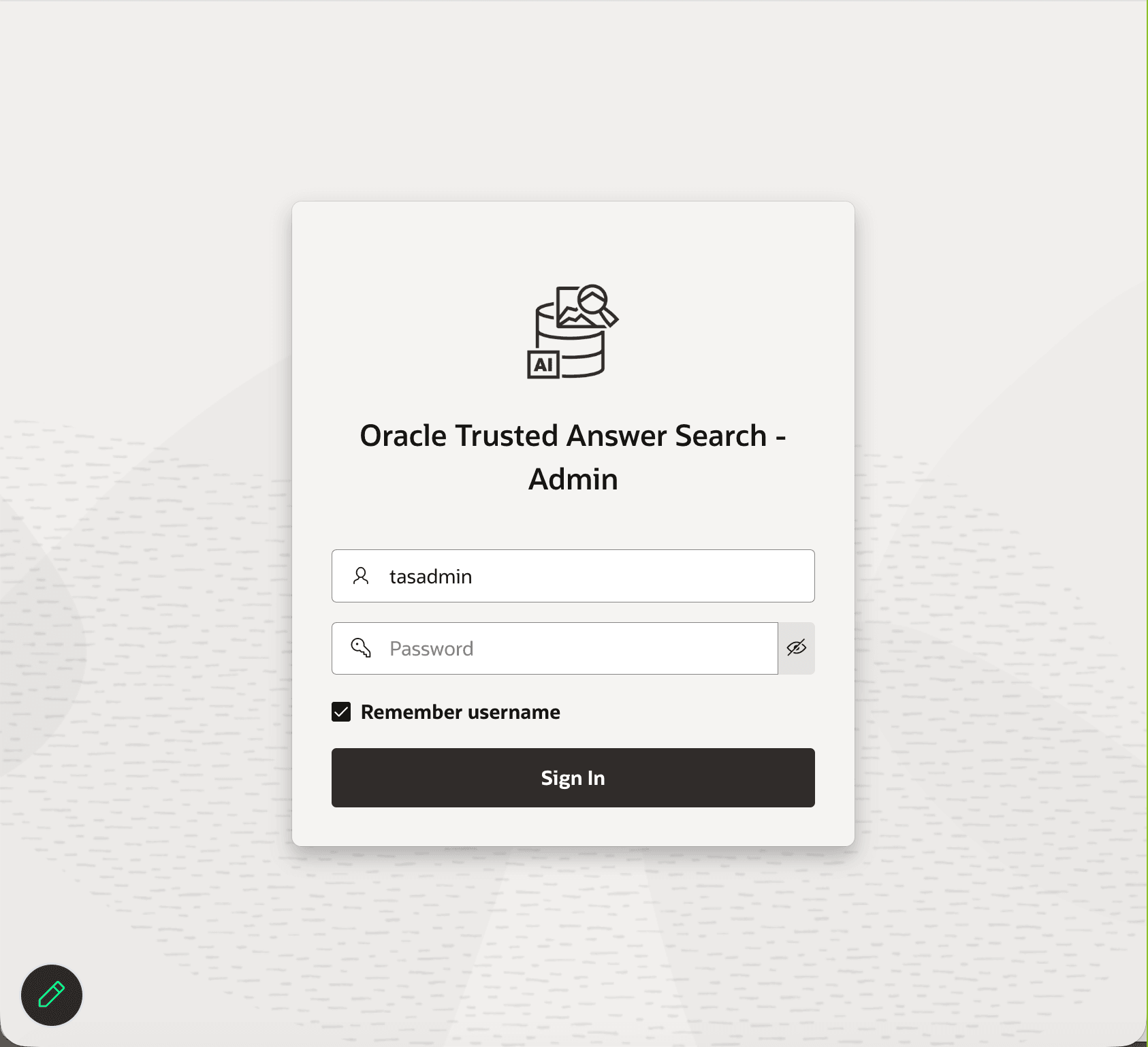Login Screen for the Admin App