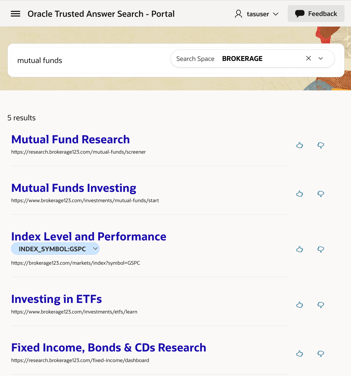 Portal results after confirming the upvote
