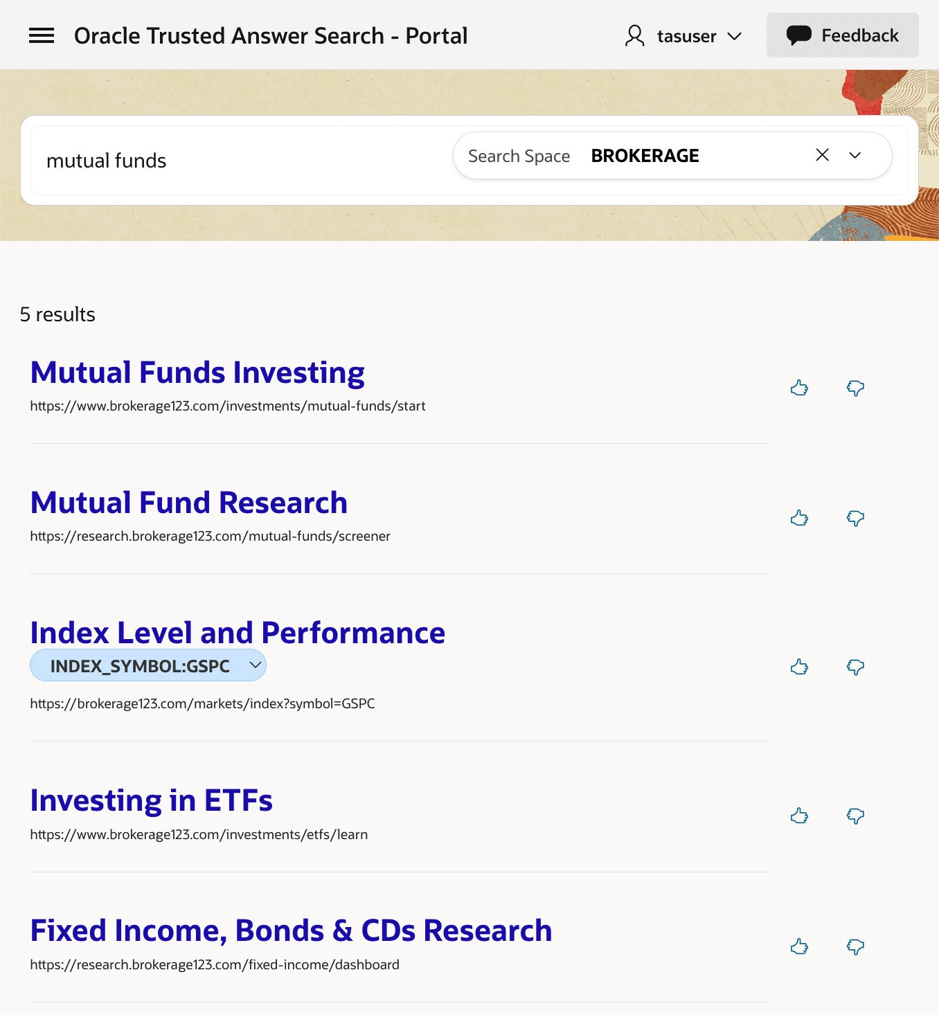 Portal results before any expert feedback