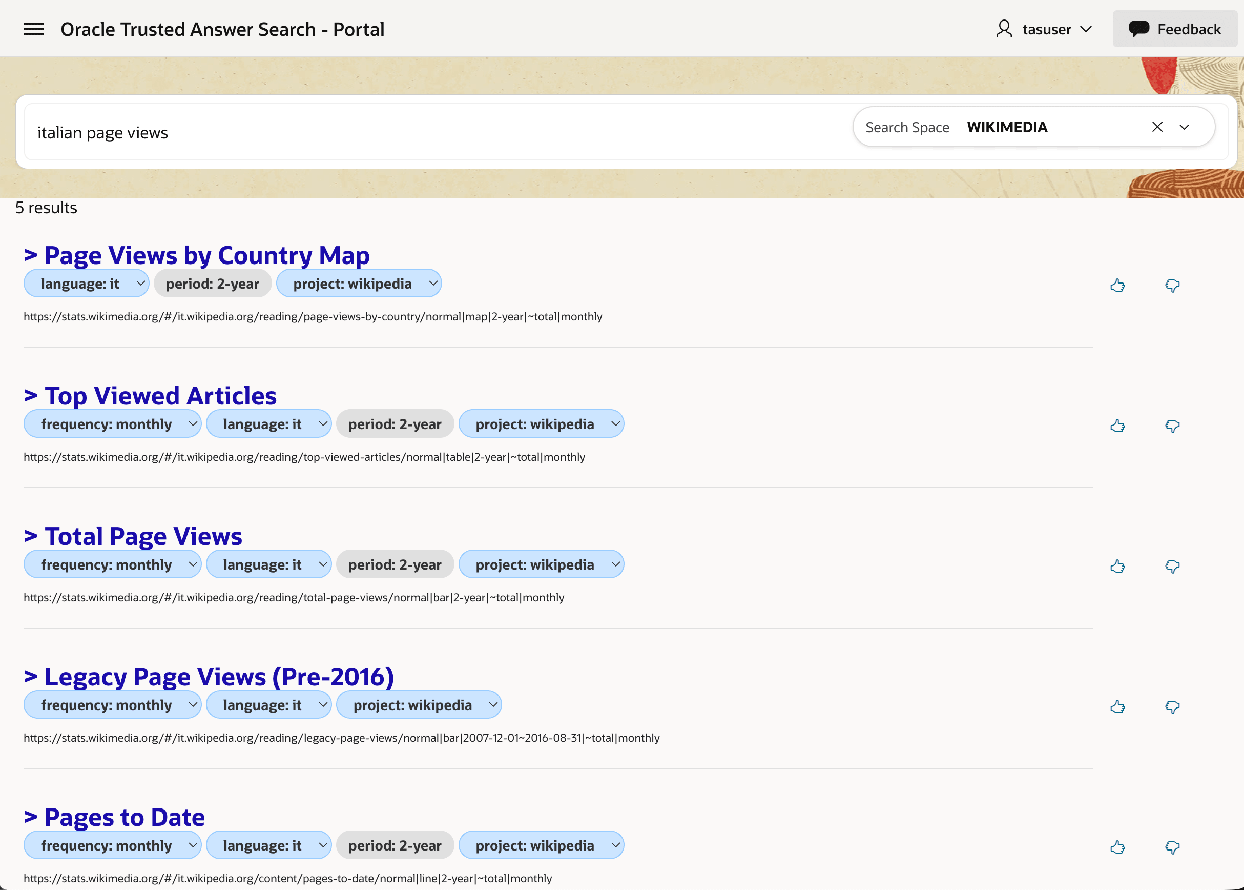 Portal results for italian page views showing extracted Wikimedia target inputs Portal results for italian page views showing extracted Wikimedia target inputs