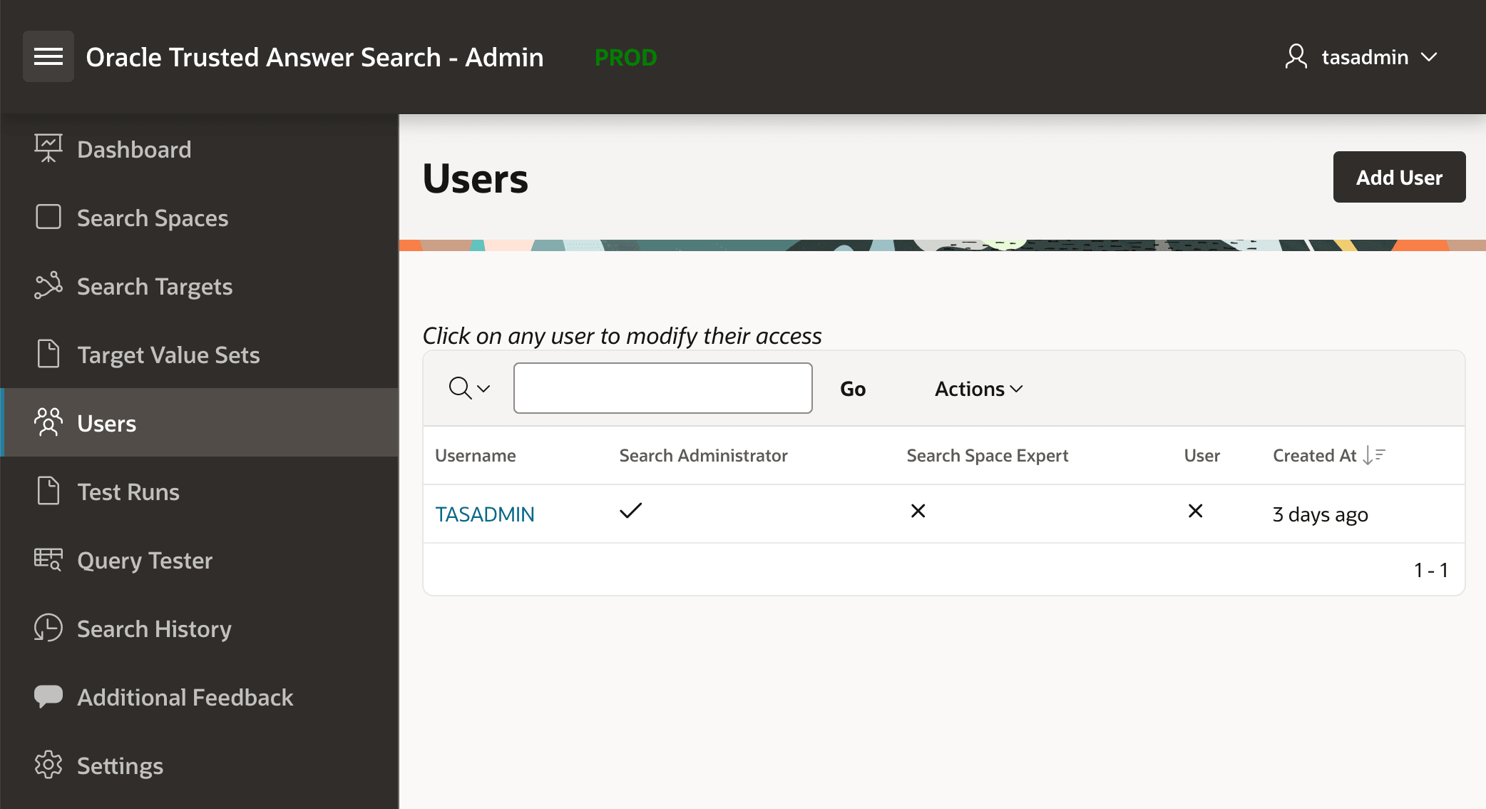 Users report with the Add User button highlighted