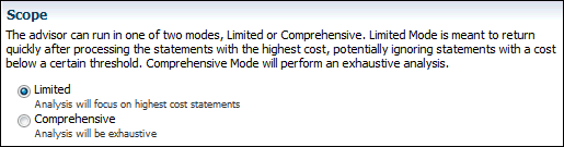Description of sql_access_advisor_mode.gif follows Description of sql_access_advisor_mode.gif follows
