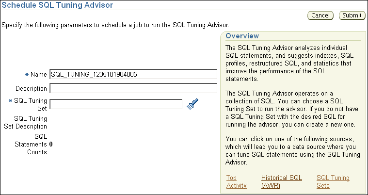 Description of sql_tuning_advisor_empty.gif follows Description of sql_tuning_advisor_empty.gif follows