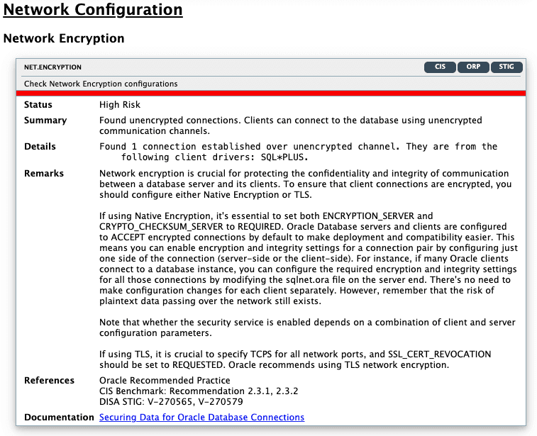 Oracle Database Security Assessment Report - Network Configuration Oracle Database Security Assessment Report - Network Configuration