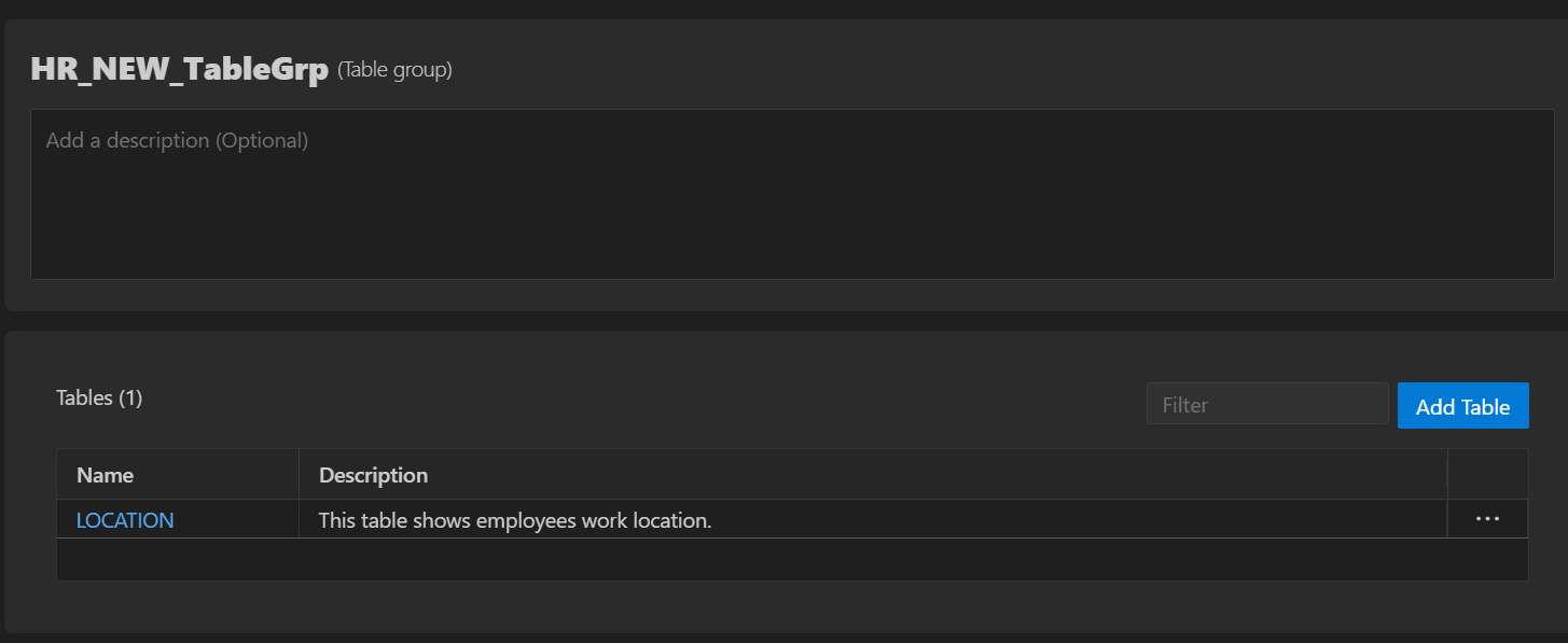 Table Group view Table Group view