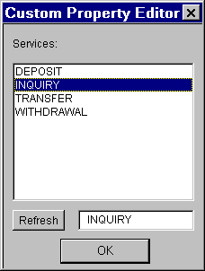 Property Editor with Selected Service Diagram