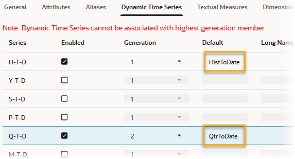 Dynamic Time Series options in block storage outline properties. H-T-D is enabled at gen1 with an alias of HistToDate. Q-T-D is enabled at gen2 with an alias of QtrToDate. Dynamic Time Series options in block storage outline properties. H-T-D is enabled at gen1 with an alias of HistToDate. Q-T-D is enabled at gen2 with an alias of QtrToDate.