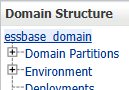 In the WebLogic console, essbase_domain is the root of the domain structure.