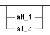 Two ladder rungs recessed below the main line. Word on the top recessed rung is bold, and the word on second recessed rung is not bold.