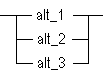 Three ladder rungs attached to main line, with words on them.