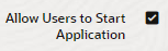 Allow application to start check box in Application Settings. Allow application to start check box in Application Settings.