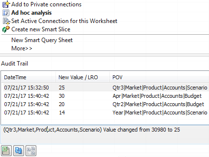 Image of the Audit Trail Window in Smart View. Image of the Audit Trail Window in Smart View.