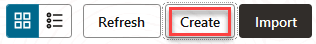 Image of the Create button in the Redwood Interface, with Create highlighted. Image of the Create button in the Redwood Interface, with Create highlighted.