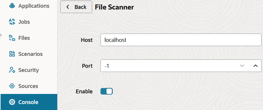 Image of the File Scanner in the Console, with the toggle switch enabled