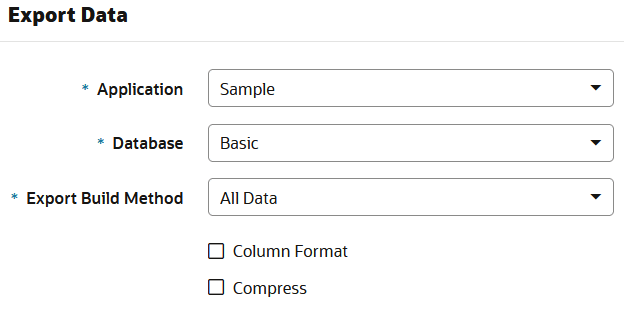 Image of the Export Data dialog box, in Jobs. Image of the Export Data dialog box, in Jobs.