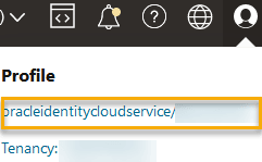 Complete user identification string displayed in OCI console, beneath Profile and above Tenancy Complete user identification string displayed in OCI console, beneath Profile and above Tenancy